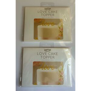 Ginger Ray Gold Love Cake Topper Lot of 2